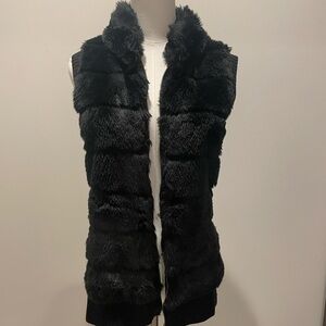 Guess Black Faux Fur Vest
